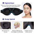 Masque de nuit ErgoNuit sur une table de chevet, ambiance chambre